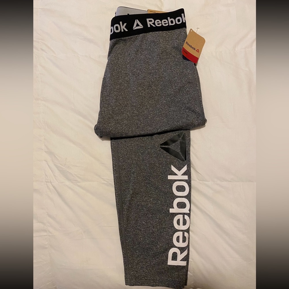 REEBOK MENS XL CHARCOAL GREY COMPRESSION PANTS
